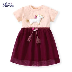 Little Maven Baby Dresses for Young Girls Kids Clothes Summer Cartoon Short Sleeves Children's Clothing Vestidos Cotton