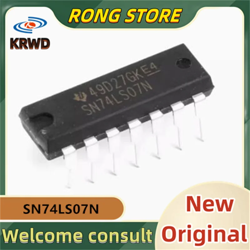 Chip novo e original IC, buffer, drive, receptor, SN74LS07N, DIP-14, 10pcs