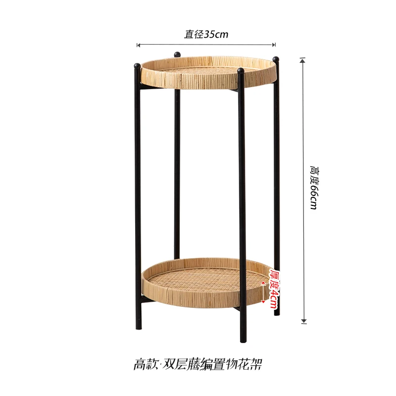 حامل زهور الروطان المعدني الفني بطبقة مزدوجة رف نباتات حرفي من الحديد ديكور داخلي أخضر رف حامل نباتي إبداعي