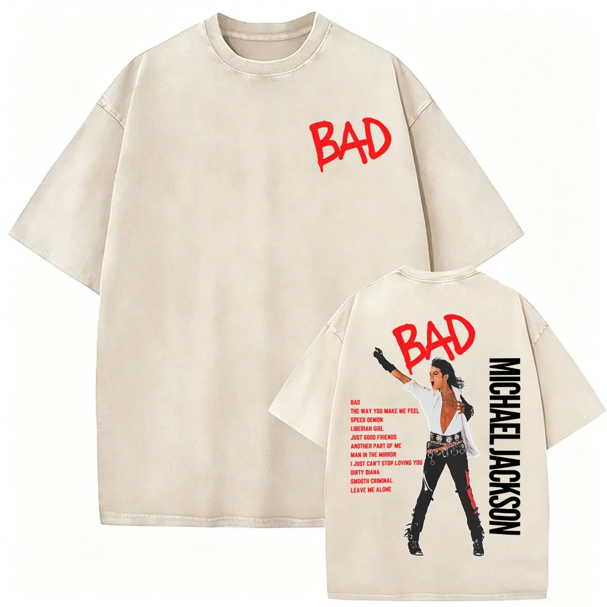 Vintage Washed King of Pop Bad Tour '88 Michael Jackson Retro 80s Concert T-shirts Men Women High Quality Casual Cotton T Shirts - view 6