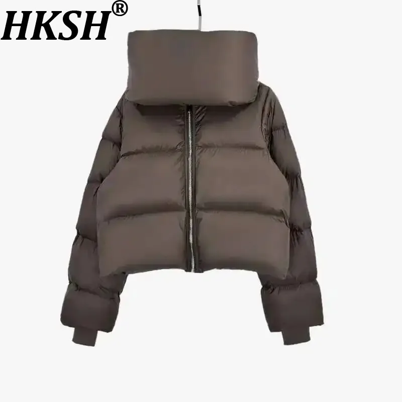 HKSH Autumn Winter New Men's Tide RO Style Thickened White Duck Down Warm Jackets Women's Dark Ins Chic Padded Bread Coats H2825