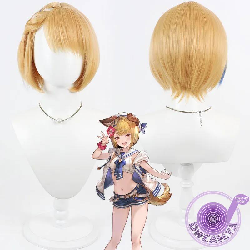 

Vajra Cosplay Wig Granblue Blonde Short Heat Resistant Synthetic Hair Halloween Party Role Play Carnival + Free Wig Cap