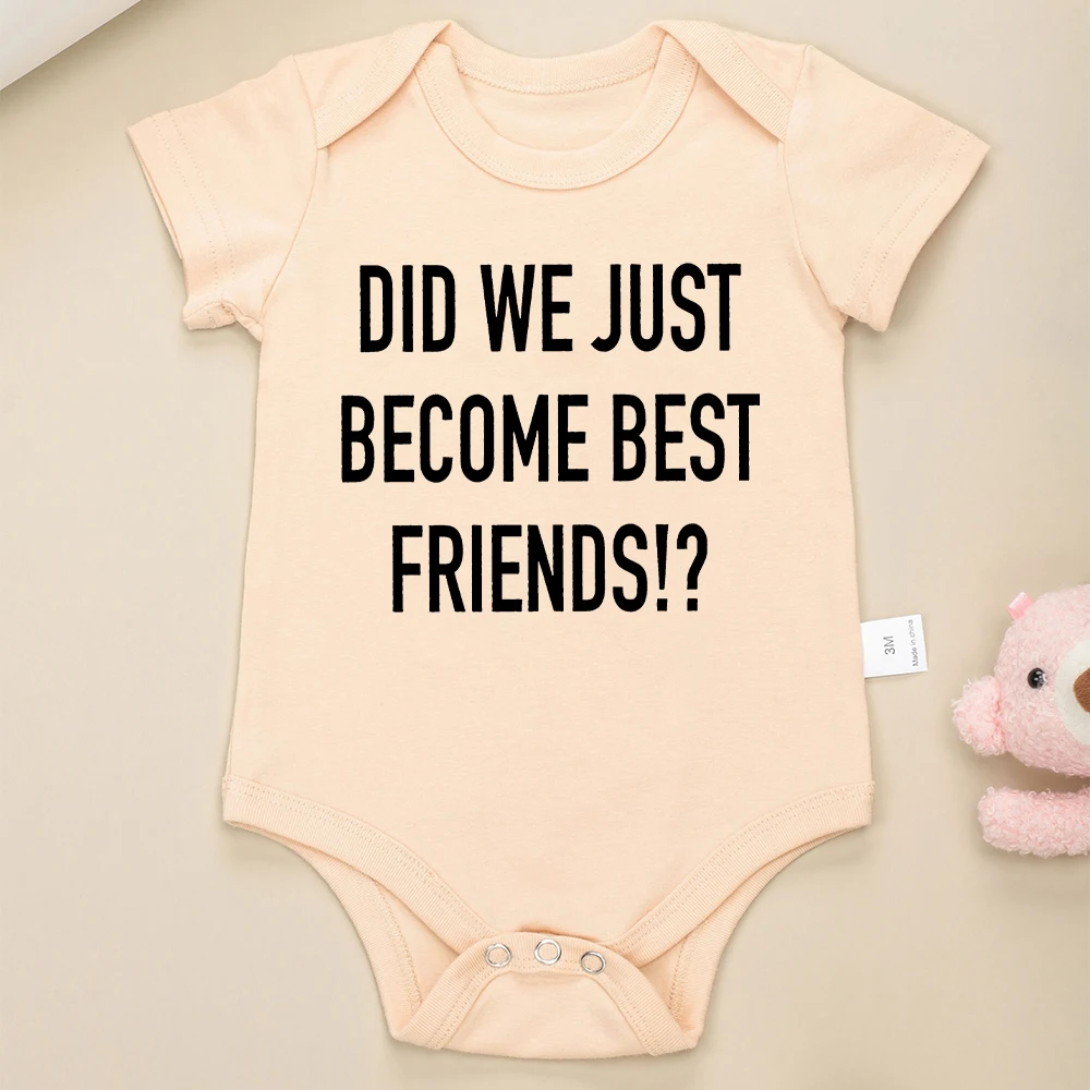 Cute Baby Boys and Girls Clothes Twin Onesie Best Friends Summer Casual Newborn Bodysuit Short Sleeve Crew Neck 100% Cotton