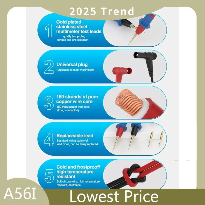 يونيو. أدوات اختبار الرصاص المتعددة التحقيق اختبار الرصاص 150 خصلة من الأسلاك النحاسية السميكة الأساسية. #5