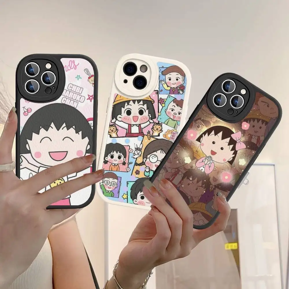 

Anime Chibi Maruko Chan Phone Case For IPhone 16 15 14 13 12 11 Pro Max Plus Leather Cover
