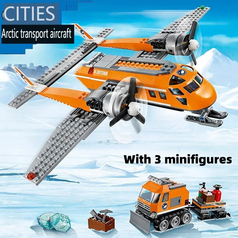 City Series Polar Adventure Polar Material Transport Aircraft Snow Shovel Children's Assembly Toy Model