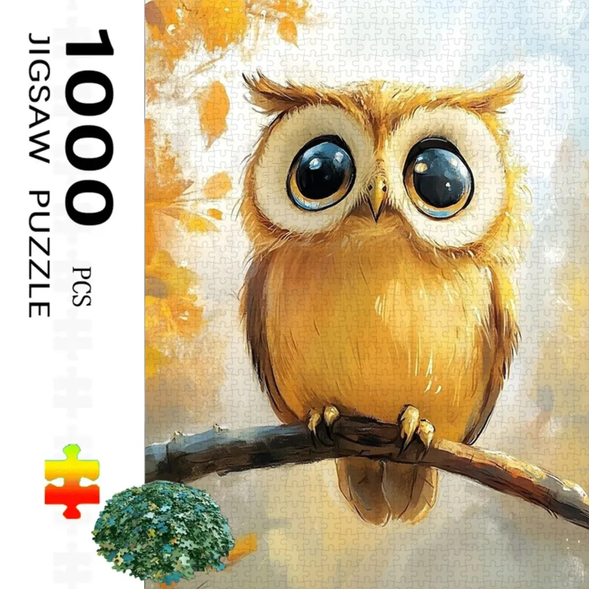 

1000 шт. пазл с изображением совы | Картонная головоломка, осенняя сцена для взрослых, высококачественный материал, сложная сложность, спасибо