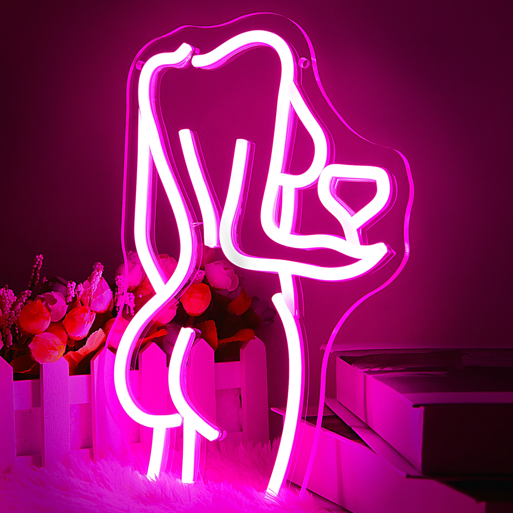 Lady Back Neon Sign Dimmable LED lady neon sign Pink Woman Neon Sign Sexy Lady Neon Signs for Bedroom  Art Decor Gifts