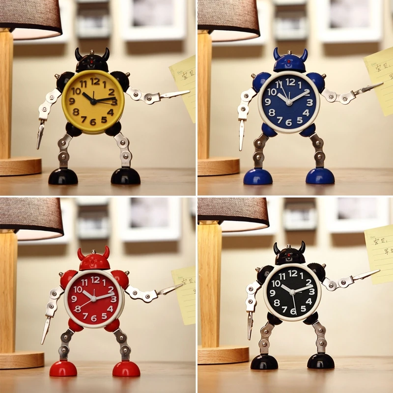 

Children Cartoon Robot Alarm Clocks Student Mute Metal Making Table Alarm Clocks Children Christmas Gift