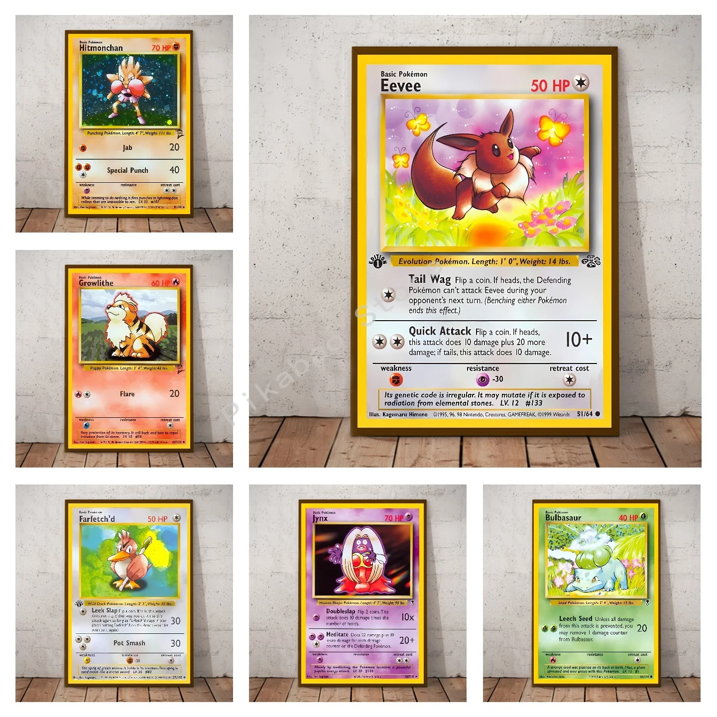 Pokemon Basis Set 1996 Jaar Engels Kaarten Shining Canvas Painting Poster Print Watercolor Wall Art Picture Home Decor Gifts
