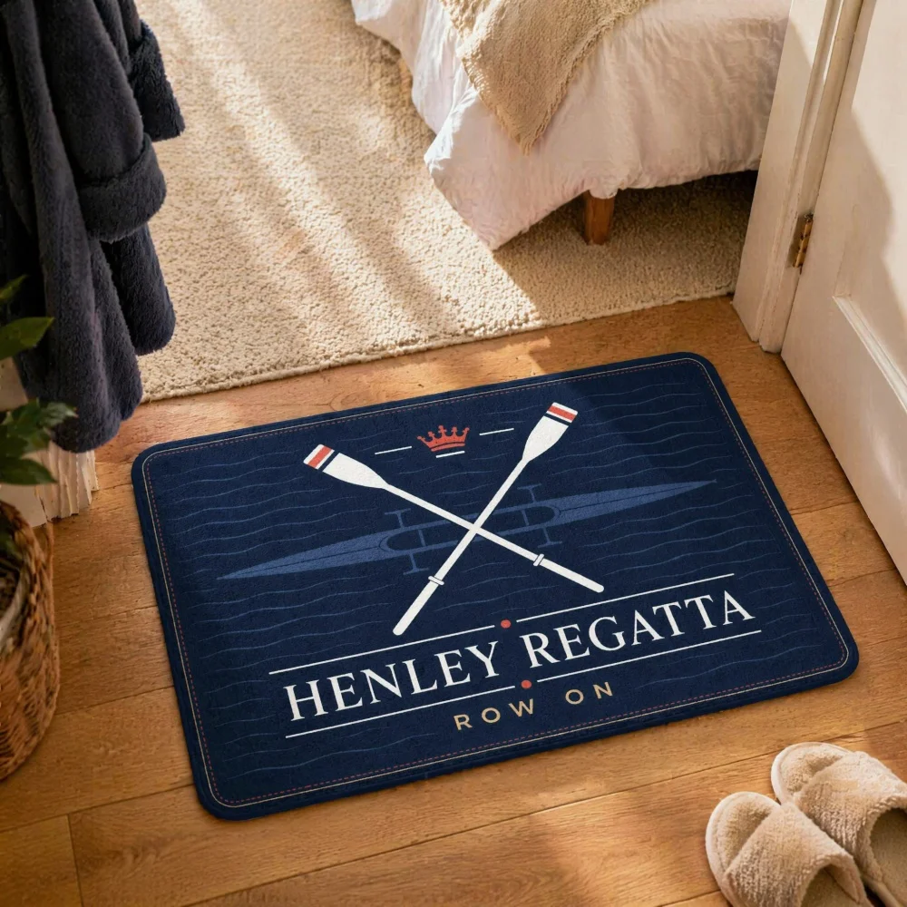 

Vintage Navy Row Crew Pattern Crystal Velvet Floor Mat,Anti Slip Absorbent Indoor Door Rug Soft Bedside Entryway Doormat