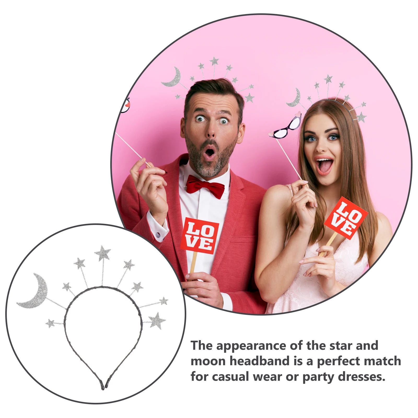 

1Pcs Adorable Star Moon Hairband Chic Lightweight Women Party Headwear for Cosplay Festival Stage Performance Photo Booth