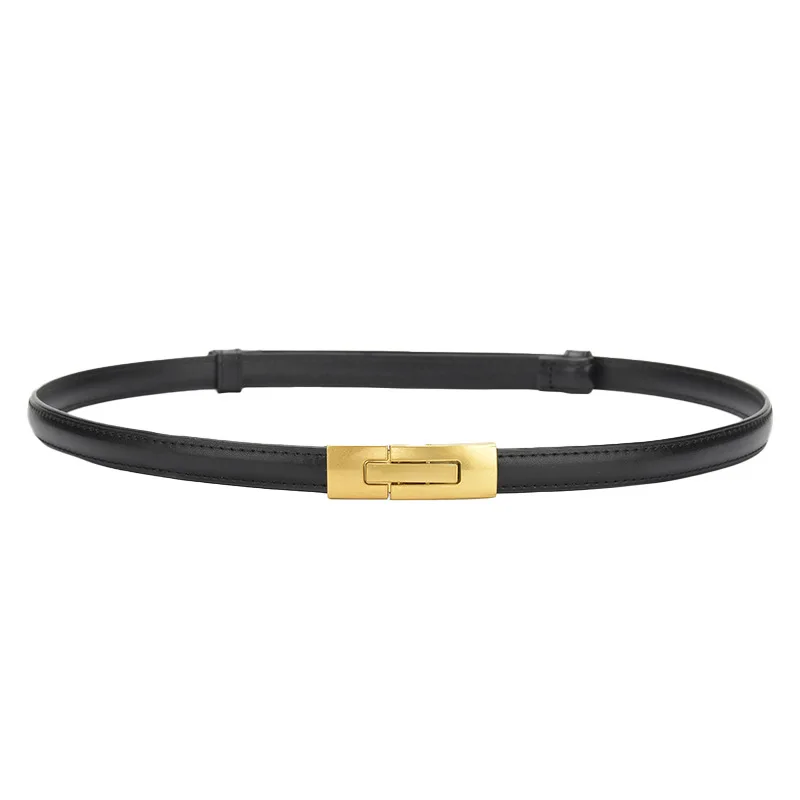 Genuine leather thin belt women's versatile adjustable buckle belt women's decorative dress small belt women's style image 5