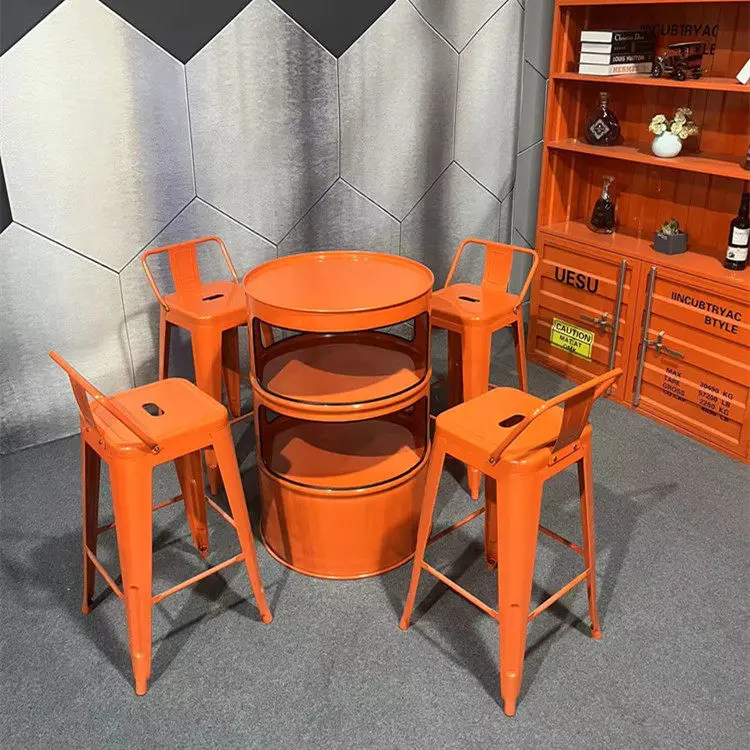 bar-industrial-style-wrought-iron-oil-drum-loose-table-booth-milk-tea-shop-coffee-shop-outdoor-lounge-high-table-and-chairs