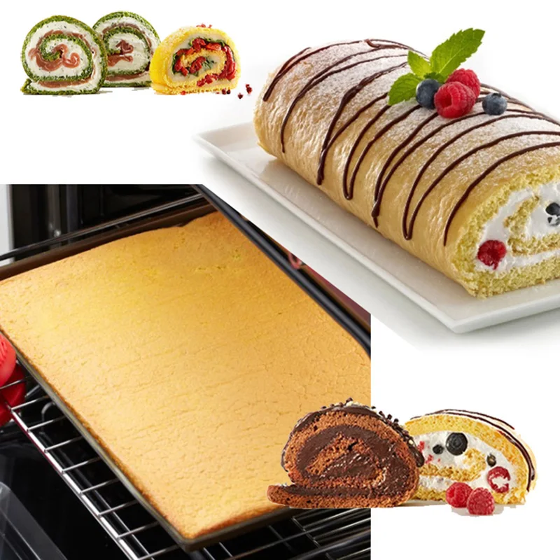 Tappetino da forno in silicone Stampi per rotoli di torta Macaron Swiss Roll Tappetino da forno Antiaderente Strumenti per pasticceria Gadget da