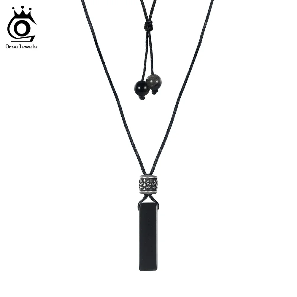 ORSA JEWELS Natural Quartz/Black Obsidian Stone Necklaces for Men Women Spiritual Crystal Beads Anxiety Relief Jewelry GMN65