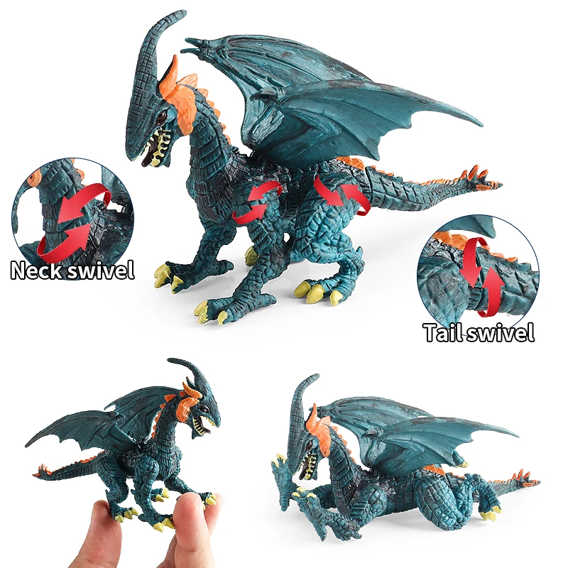 Oenux-Flying Magic Dragon Action Figures para crianças, monstros rotativos, dinossauros, animais de brinquedo, modelo PVC, coleção, presente de Natal, 4 pçs/set