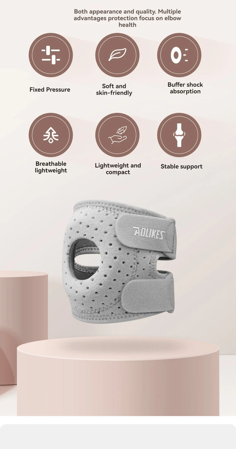 AOLIKES 1 Stück Ellenbogen-Kompressionsmanschette, Ellenbogenbandage für Tennis-Ellenbogen für Damen und Herren, Ellenbogenmanschette für Tennis, Golfer, Badminton – Detail 7