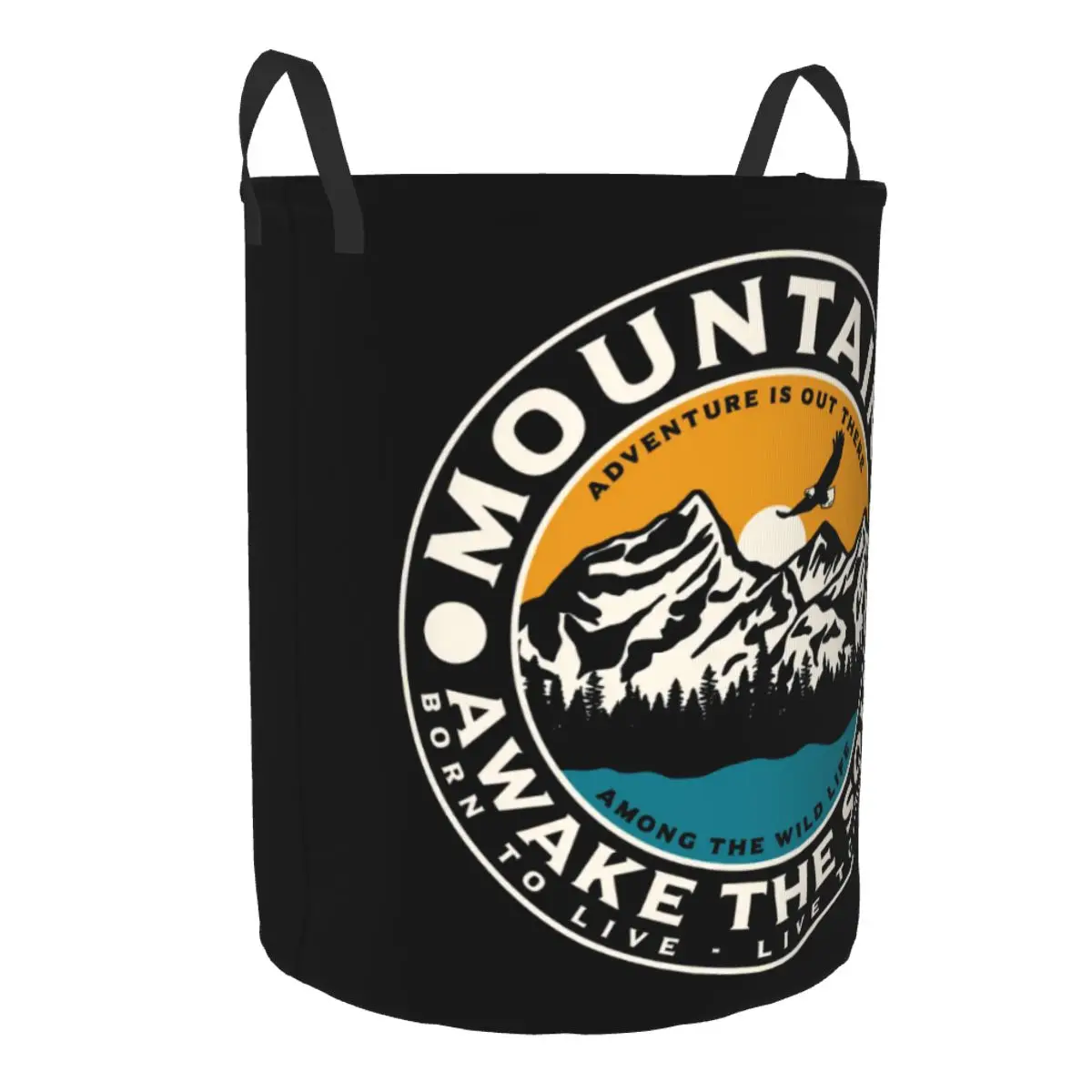 Custom Mountains Awake The Soul Laundry Basket  Adventure Camping Campers Clothes Hamper for Nursery Kids Toys Storage Bag