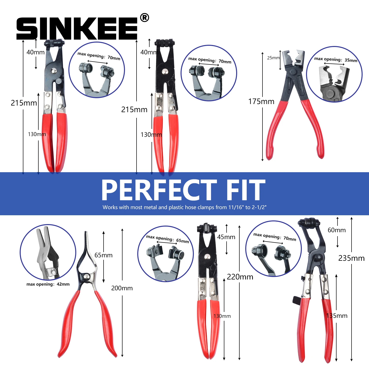 9Pcs Hose Clamp Ring Plier Clip Set Flexible Cable Plier Swivel Jaw Tool Remover Auto Hand Tool Set SK1002