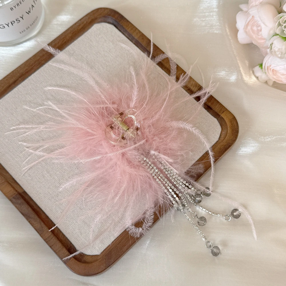 

Korean Style Feather Tassel Shark Clip Hair Accessories for Women 7cm Fashion Pure Color Hairpin Hair Claw Clamp