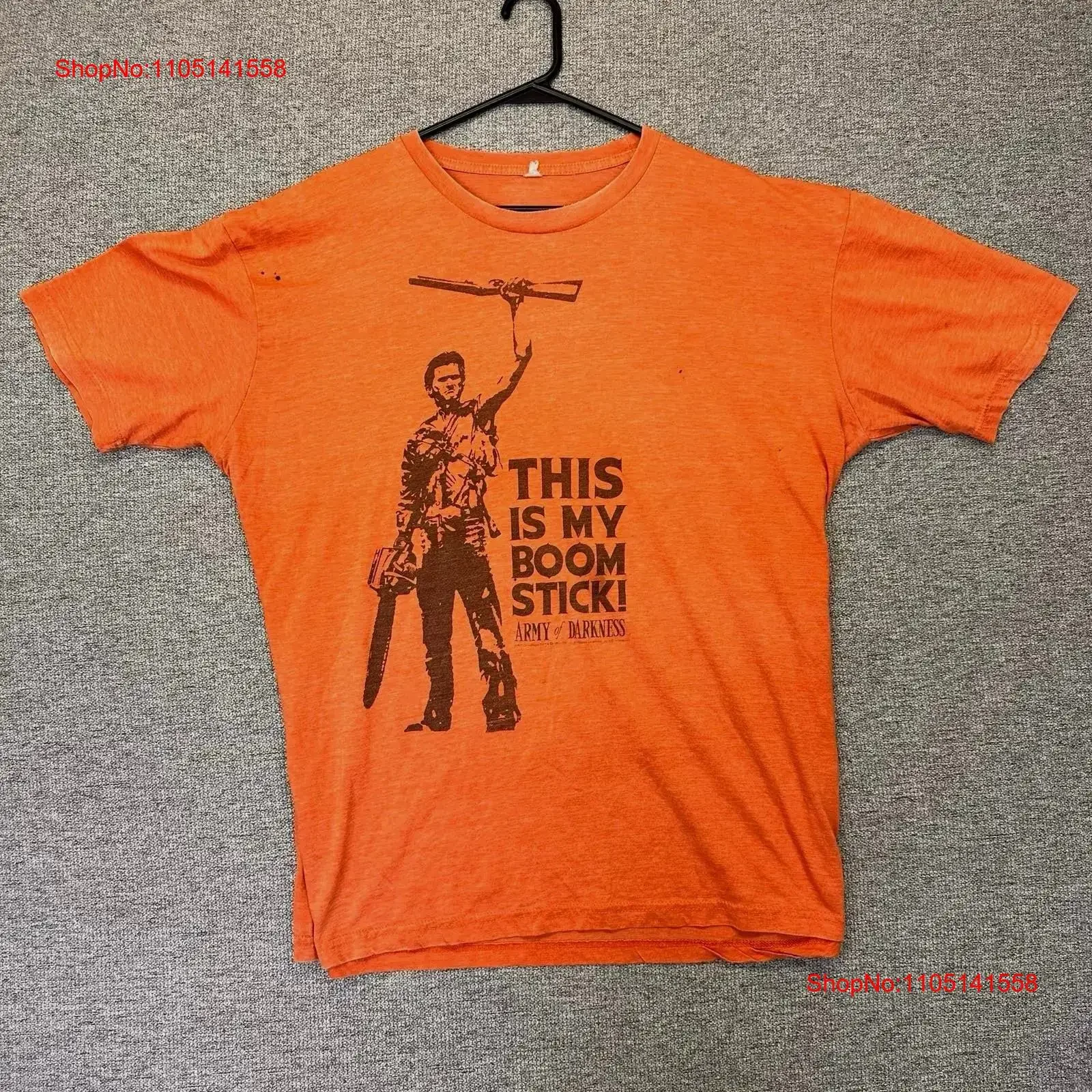 هذا هو بلدي بومستيك جيش الظلام برنامج تلفزيوني فيلم ترويجي تي شيرت برتقالي رجالي xl عتيق مغسول كاجوال أنيق مريح للجنسين
