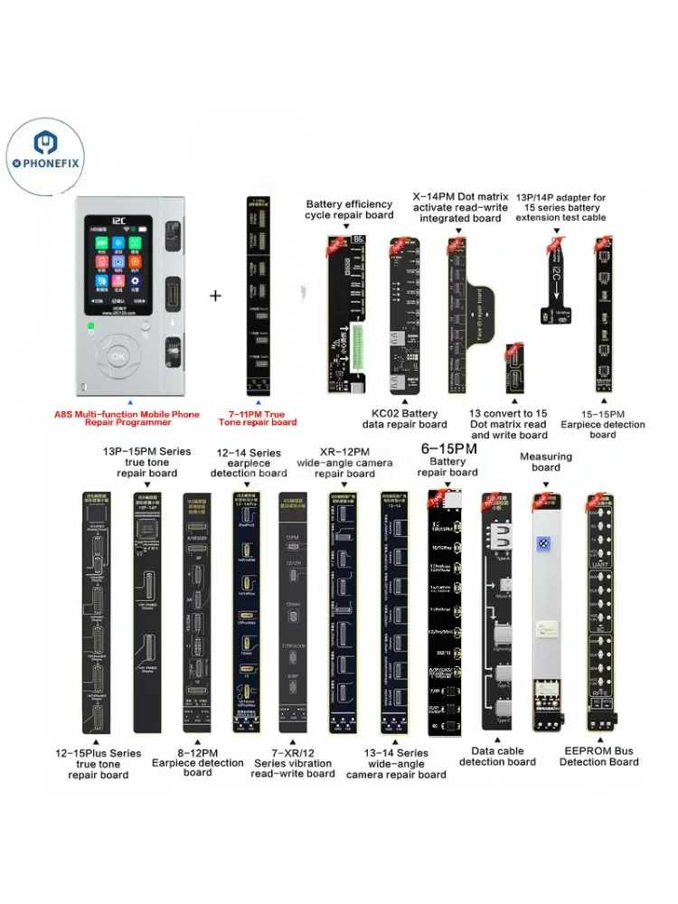 AliExpress PHONEFIX I2C A8S Battery Efficiency Cycle Board Programmer For iPhone 11-15 Pro Max Battery Health Data PCB Measuring EEPROM Bus Repair