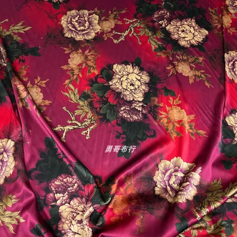 European and American Style 19 Momme Stretch Silk Flower Cloth Digital Inkjet Silky Silk Dress Cheongsam Cloth