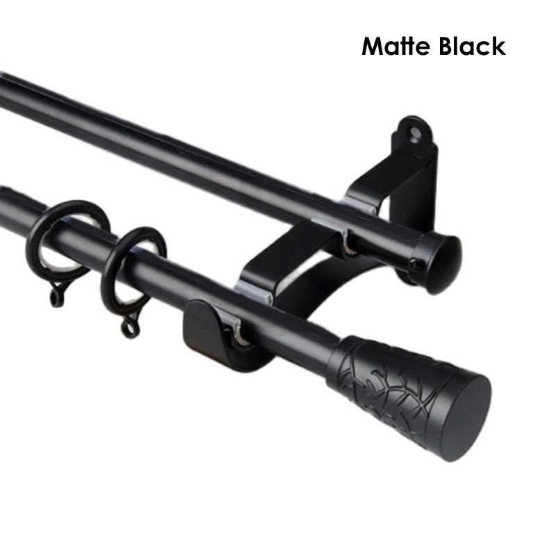 

Sungshida Quality Black 22+22mm 7/8+7/8-IN Diameter Metal Double Curtain Rod Set Drapery Hardwares Round Finial+Metal Brackets