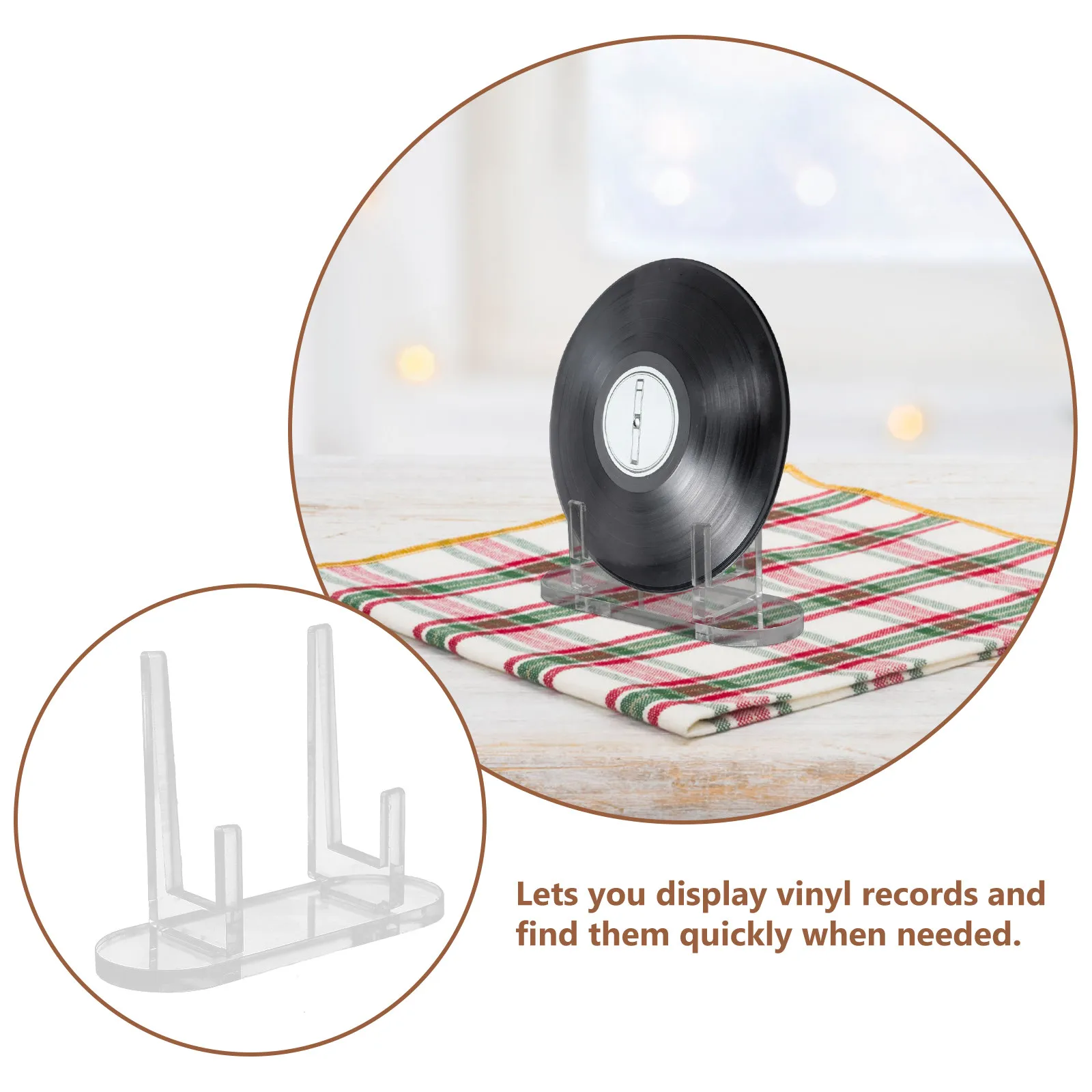 

Clear Acrylic Vinyl Record Display Stand Small Card Holder Desktop Tabletop Album Easel for Home Office Retail Decor