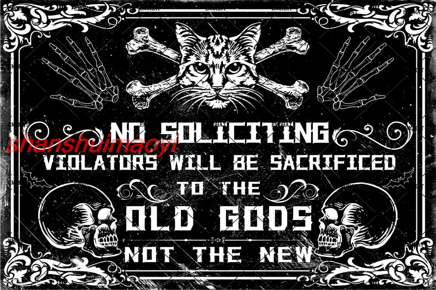 EMOHAT Metal Tin Sign No Soliciting Violators Will Be Sacrificed to The Old Gods Not The New Witch Metal Posters Home Cafe  7855