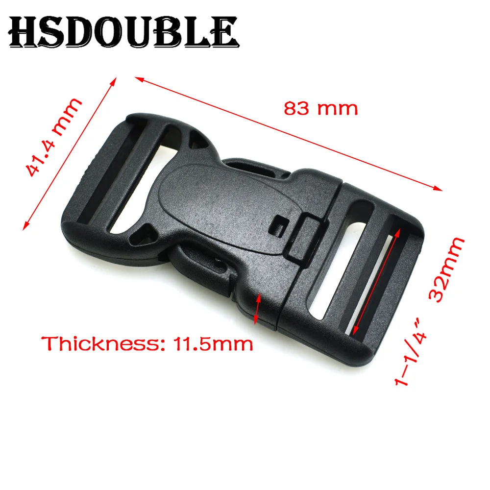 Plastic Dual Adjustable & Security Double Lock Buckle for Tactical Belts Black