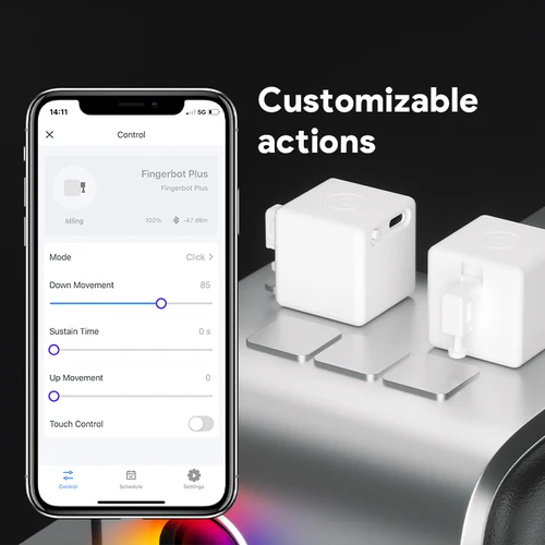 Imagen 2 del producto Nuevo Tuya Bluetooth Smart Touch Fingerbot Plus versión de carga USB interruptor de botón pulsador brazo Fingerbot a través de Alice Alexa Google Home