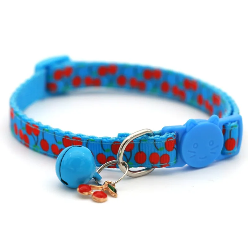 Neues Haustierhalsband mit Fruchtdruck und Glocke für Katzen, Hunde, Kätzchen, Welpen, verstellbares gewebtes Band, Halskette für Welpen und Kätzchen, Haustierzubehör – Detail 4