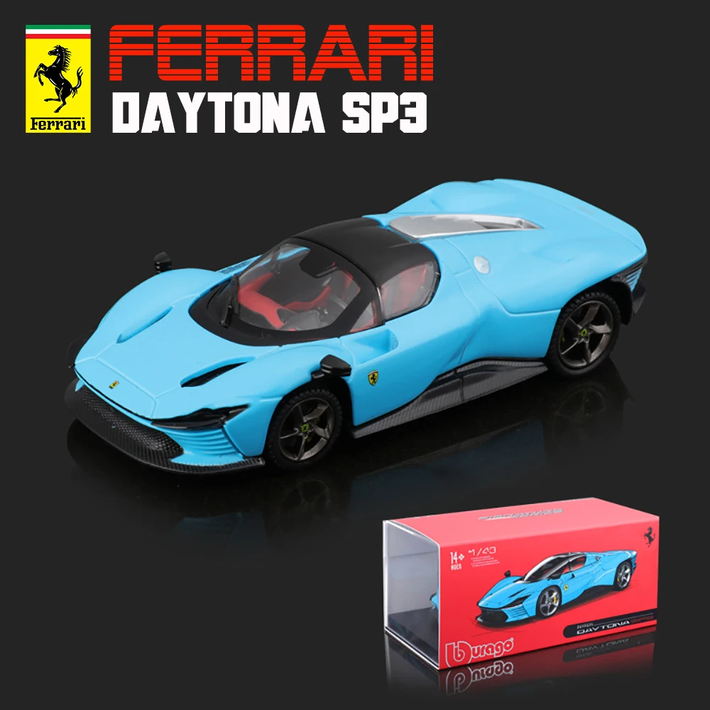 Bburago 1:43 Ferrari DAYTONA SP3 Monza SP2 white Alloy Luxury Vehicle Diecast Pull Back Cars Model Toy Collection Gift