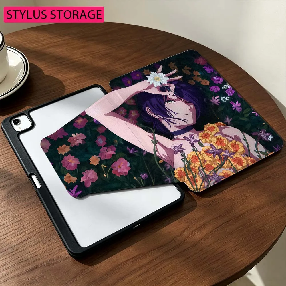 Anime Flower Sea Girl For Samsung Galaxy Tab S9 S10 S11 14.6 13.1 inch FE Ultra 360° Rotation Stylus Storage Tablet Case
