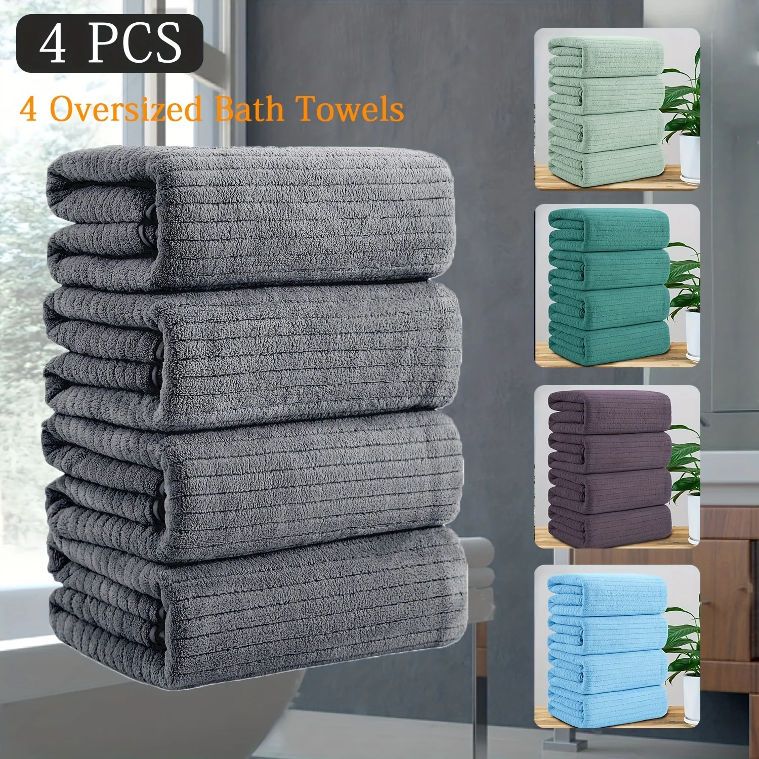 

[4 Pack XL Bath Towels] 4 Pack Oversized Bath Towels Set,35"x70" Extra Large Towel Microfiber Absorbent XL Bath Sheet Super Soft