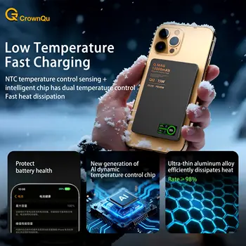 10000mAh magnetická 3 v 1 bezdrátová powerbanka 20W USB-C rychlé nabíjení externí baterie pro iPhone 17 16 15 14 Airpods Apple Watch 10 nejlepší prodej Powerbanka Miniso 10000 mAh - №4