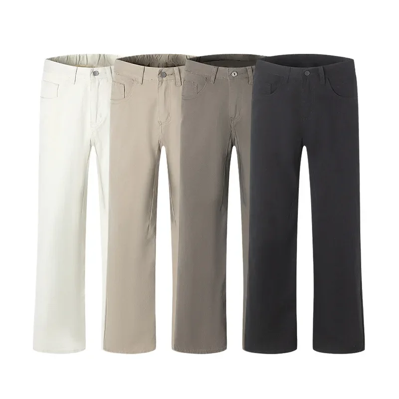 

Мужские широкие брюки, однотонные повседневные свободные брюки с обычными карманами и пуговицами, прямые брюки с высокой талией, осень-зима, новые длинные брюки