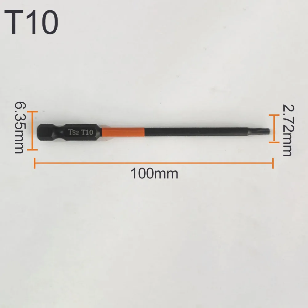 1PC 100mm For Torx Driver Bit With 1/4 Inch Hex Shank For T10 T40 Alloy Steel Bit For General Purpose Fastening