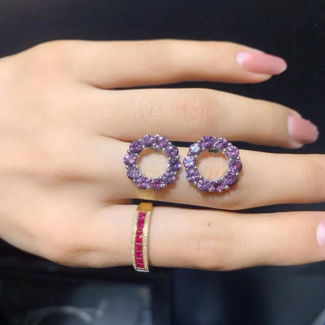 KJJEAXCMY New Jewelry Natural Women's Spinel Earrings 925 silver inlay Colorful and splendid Crystal pure fire flash explosion