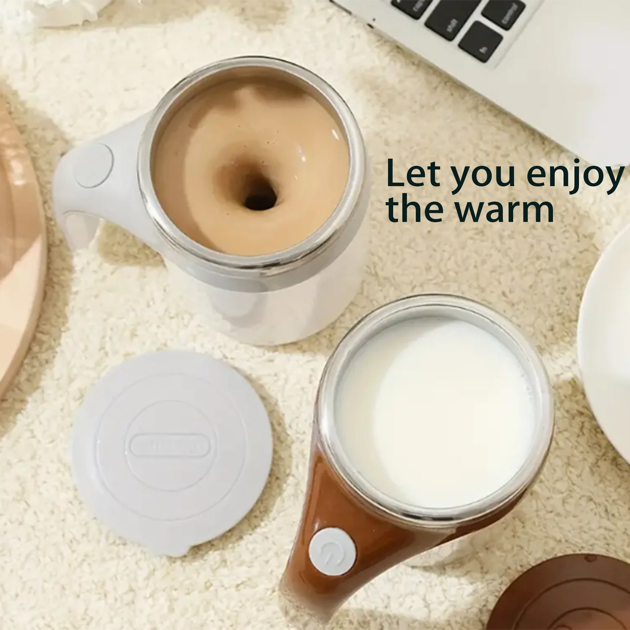 

Цельная кофейная чашка с автоматической магнитной перемешивкой, многоразовая вращающаяся чашка для перемешивания, подходит для домашнего офиса.