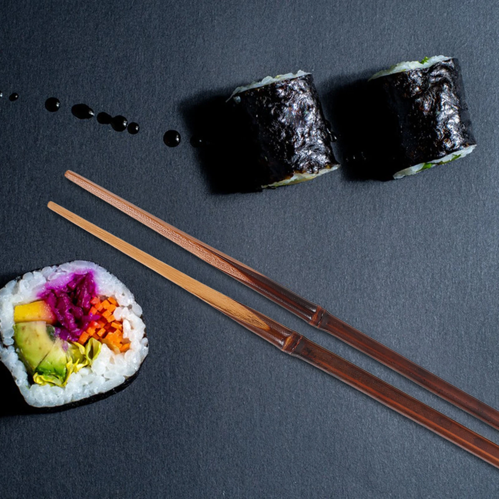 Palillos de bambú antideslizantes, vajilla ligera reutilizable de estilo japonés para uso diario en el hogar, utensilios de comida compactos