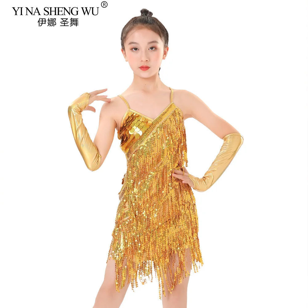 sala da ballo vestito da ballo latino vestito da competizione ragazze gonne pratica usura linea abiti con frange vestiti con nappe costume da ballo tango