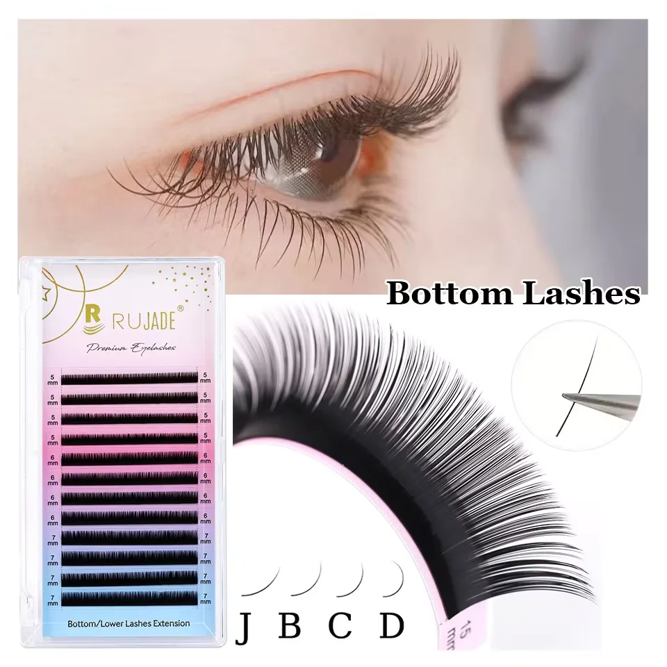 Lashrujade J B C D Matte Black Soft Mink Faux Individual Eyelash Extension Russian Volume Lash Regular Classic Lashes Extension