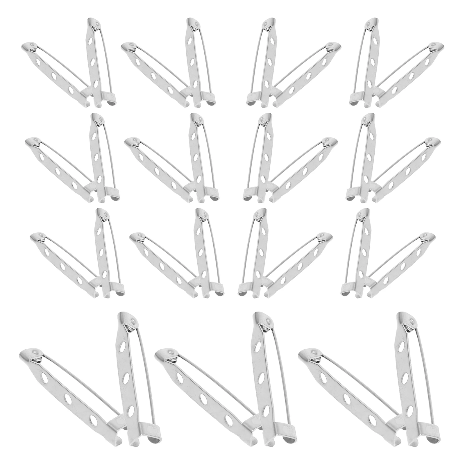 

40pcs Brooch Backs 32Mm Stainless Steel Locking Pin Clasps Secure Safety Pins For Name Tags Badges Jewelry Making Crafts Metal