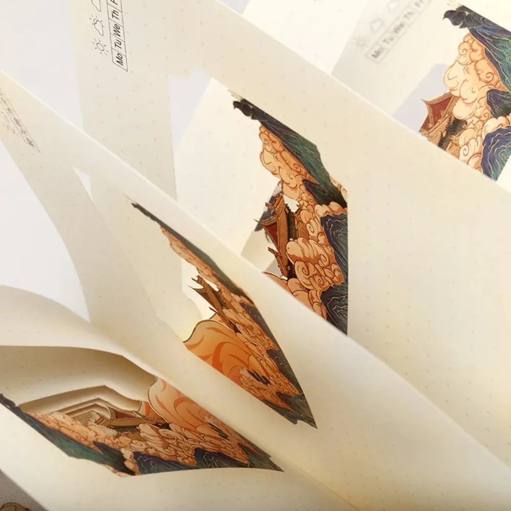 New Palace Star Time Themed 3D Stereo Layered Paper Carving Notebook Seal Check In Hand Account Artistic Design