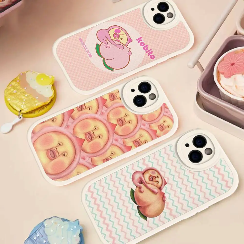 

KOBITOS Cute For IPhone 16 15 14 13 12 11 Pro Max Plus Shockproof Leather Soft Phone Cover