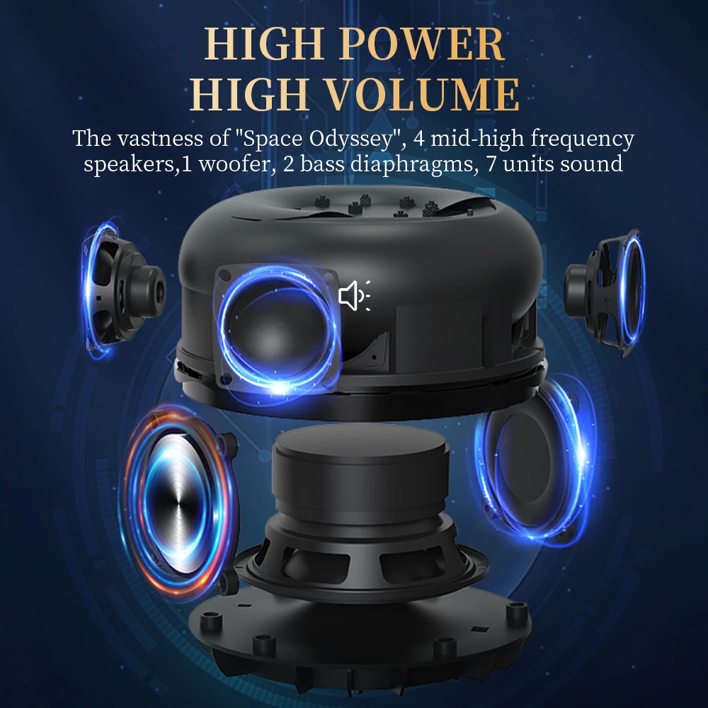 100W Portable Wireless Speaker, Metal Housing Round Speaker Support TWS Surround Stereo Sound Playing For Party Outdoor Camping