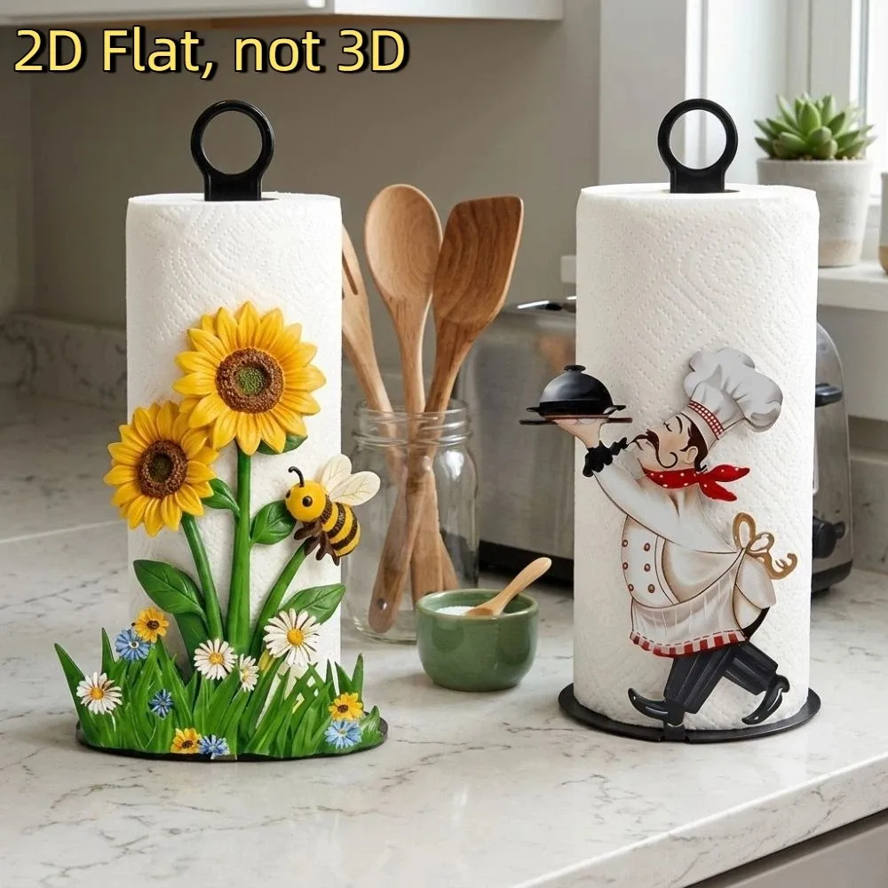 2D Flat Floral Paper Towel Holder Animal Flower Pattern Cook Character Kitchen Napkin Stand Autumn Leaf Cartoon